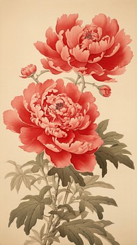 Traditional japanese hand holidng peony flower plant inflorescence.