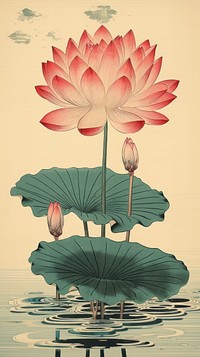 Traditional japanese lotus and buddha flower plant lily.