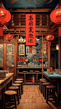 Traditional japanese restaurant text wood bar.