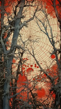 Traditional japanese spider web outdoors nature forest.