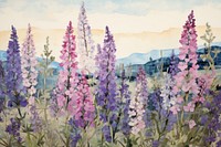 Larkspur lavender outdoors painting.