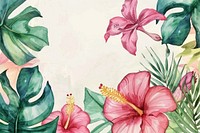 Exotic tropical flowers and leaves backgrounds hibiscus plant.