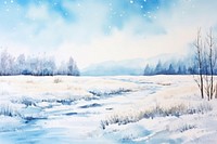 Winter landscape background panoramic outdoors painting.