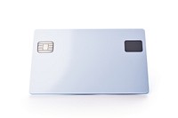 Hand holding a credit card white background electronics technology.