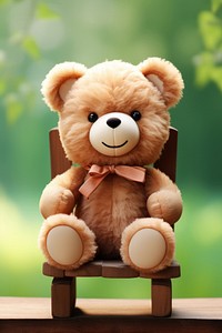 Teddy bear sitting cartoon chair.