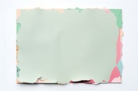 Cute ripped paper green pink white background.