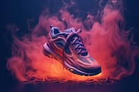 Fire neon smoke shoes footwear purple shoelace.