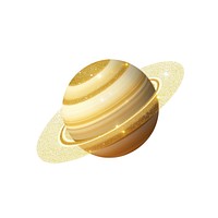 Gold saturn icon space white background astronomy.