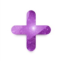 Purple plus sign icon symbol cross white background.