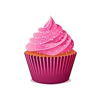 Pink cupcake icon dessert food white background.