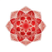 Red mandala icon pattern shape white background.
