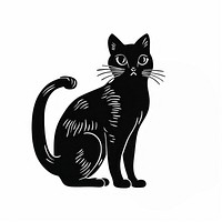 A black cat old school hand poke tattoo style animal mammal pet.