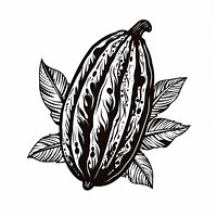 A cacao pod in oldschool handpoke tattoo style food white background monochrome.