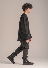 Teenager long sleeve streetwear footwear fashion outerwear.