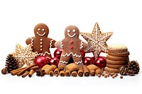 Christmas candies and gingerbreadman christmas dessert cookie.