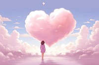 Cloud and heart outdoors pink tranquility.