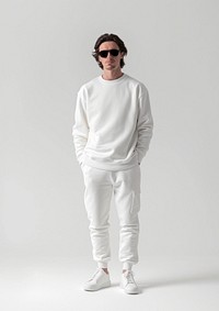 Men long sleeve high fashion streetwear sweatshirt adult sunglasses.