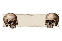 Doodle skulls paper adhesive strip white background person death.