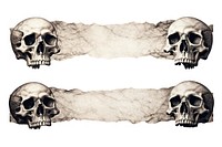 Doodle skulls paper adhesive strip white background absence spooky.
