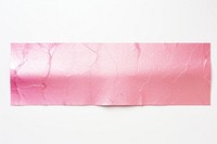 Pink foil texture adhesive strip paper white background rectangle.
