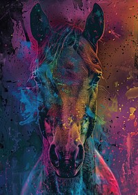 A photo of horse art painting portrait.