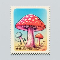 Mushroom Risograph style agaric fungus representation.