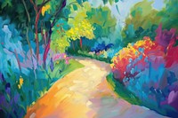 Road in garden painting backgrounds outdoors.