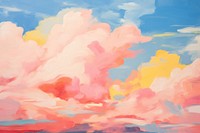 Painting cloud backgrounds outdoors.