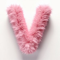 Fur letter V pink white background accessories.