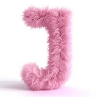 Fur letter J pink white background accessories.