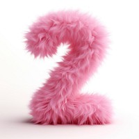 Fur letter number 2 pink white background accessories.