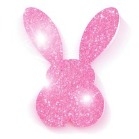 Pink rabbit icon glitter shape white background.