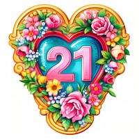 Number 2 printable sticker heart text confectionery.