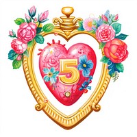 Number 5 printable sticker jewelry pattern heart.