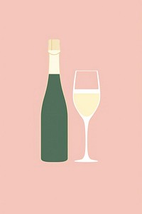 Minimal Abstract Vector illustration of a champagne bottle glass drink.