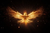Phoenix bird flying sparkle light angel night gold.