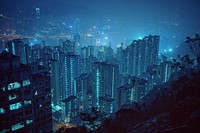 Hong kong cityscape night architecture outdoors.