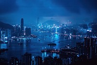 Hong kong cityscape night architecture metropolis.