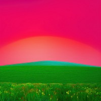 Photo of rainbow landscape field green.