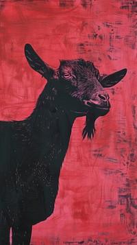 Silkscreen on paper of a goat livestock painting mammal.