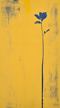 Silkscreen on paper of a flowers textured painting yellow.