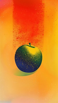 Silkscreen on paper of a fruit apple plant food.