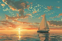 Sunset boat sailboat outdoors.