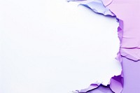Torn strip of blue and purple paper border backgrounds petal white background.