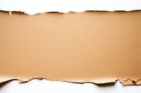 Torn strip of brown paper border backgrounds white background weathered.