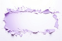 Torn strip of pastel purple paper backgrounds white background splattered.