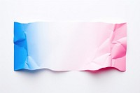 Torn strip of pink and blue paper white background creativity rectangle.