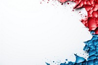 Torn strip of red and blue paper border backgrounds splattered abstract.