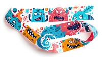Doodle cartoon cute monster pattern adhesive strip white background accessories creativity.