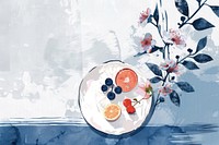 Cake background painting fruit flower.